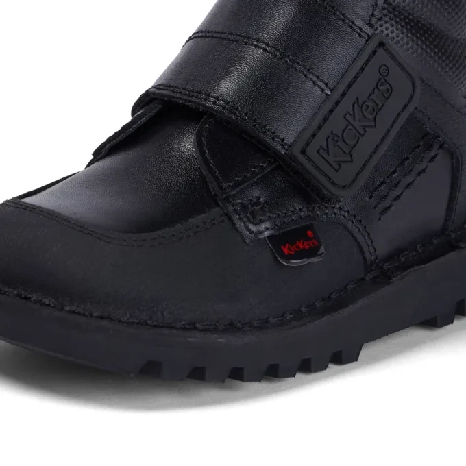 Kick Mid Scuff για μικρά αγόρια, δέρμα, μαύρο