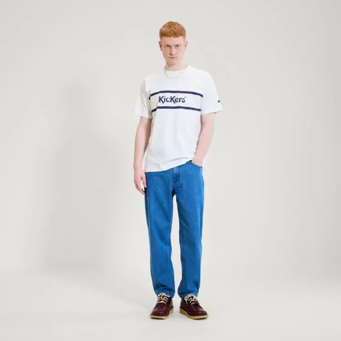 Κλασικό κοντομάνικο T-shirt Kickers για ενήλικες άνδρες, λευκό Κλασικό κοντομάνικο T-shirt Kickers για ενήλικες άνδρες, λευκό