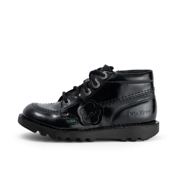 Κορίτσια Junior Kick Hi Zip Leather Alternative Λουστρίνι Μαύρο