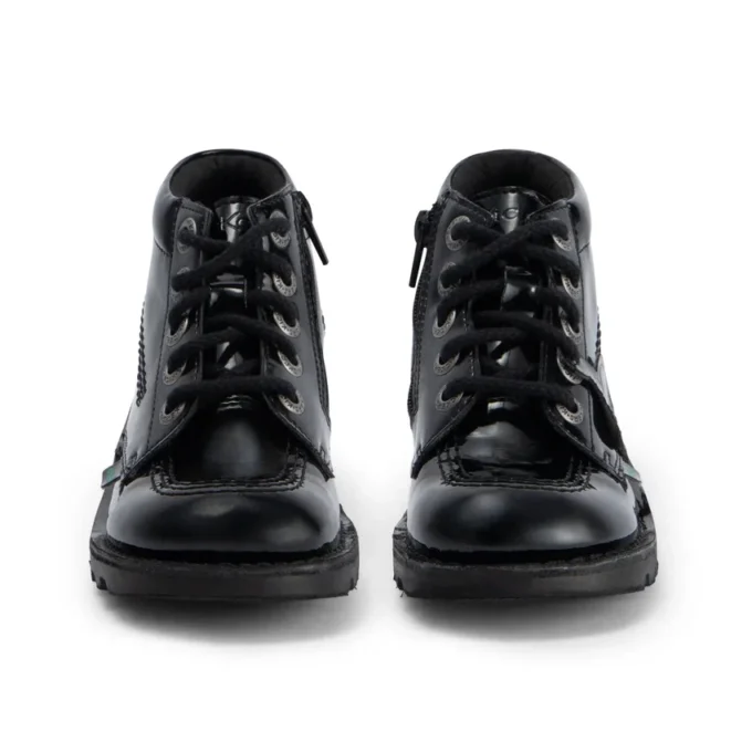 Κορίτσια Junior Kick Hi Zip Leather Alternative Λουστρίνι Μαύρο