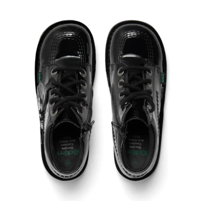 Κορίτσια Junior Kick Hi Zip Leather Alternative Λουστρίνι Μαύρο