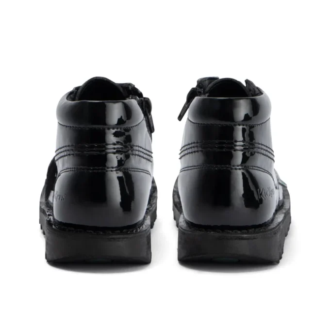 Κορίτσια Junior Kick Hi Zip Leather Alternative Λουστρίνι Μαύρο