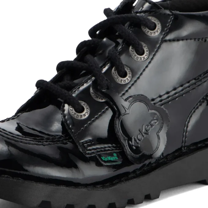 Κορίτσια Junior Kick Hi Zip Leather Alternative Λουστρίνι Μαύρο