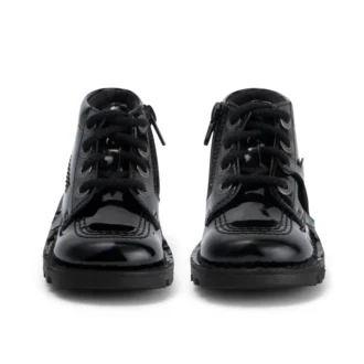 Κορίτσια βρεφών Kick Hi Zip Δερμάτινο Εναλλακτικό Λουστρίνι Μαύρο