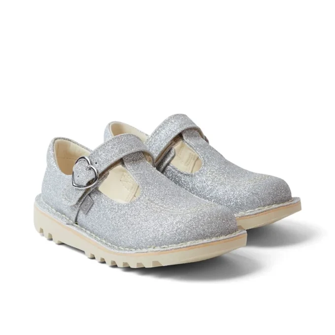 Κοριτσίστικα παπούτσια Kick T-Bar Glitter Cosmic Textile Silver