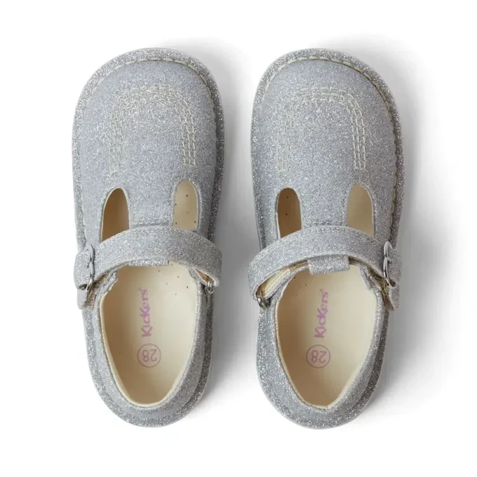 Κοριτσίστικα παπούτσια Kick T-Bar Glitter Cosmic Textile Silver