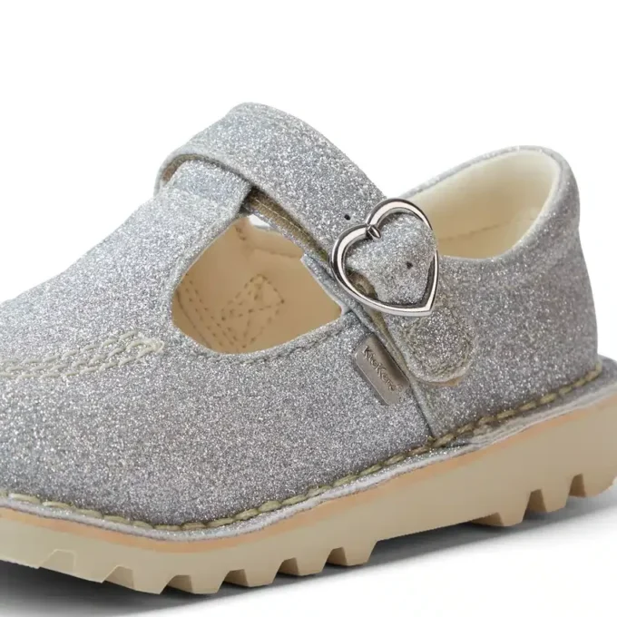 Κοριτσίστικα παπούτσια Kick T-Bar Glitter Cosmic Textile Silver