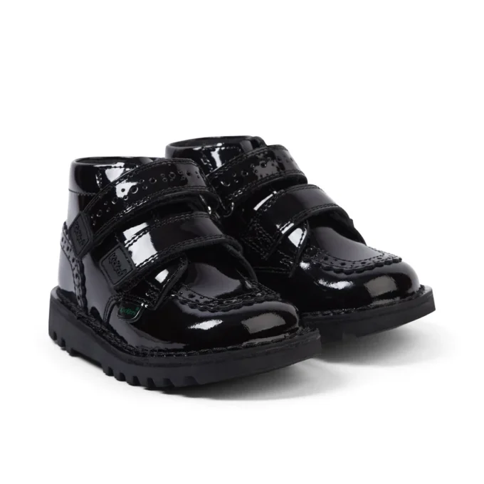 Μαύρες μπότες Kick Hi Vel Brogue από λουστρίνι για κοριτσάκια