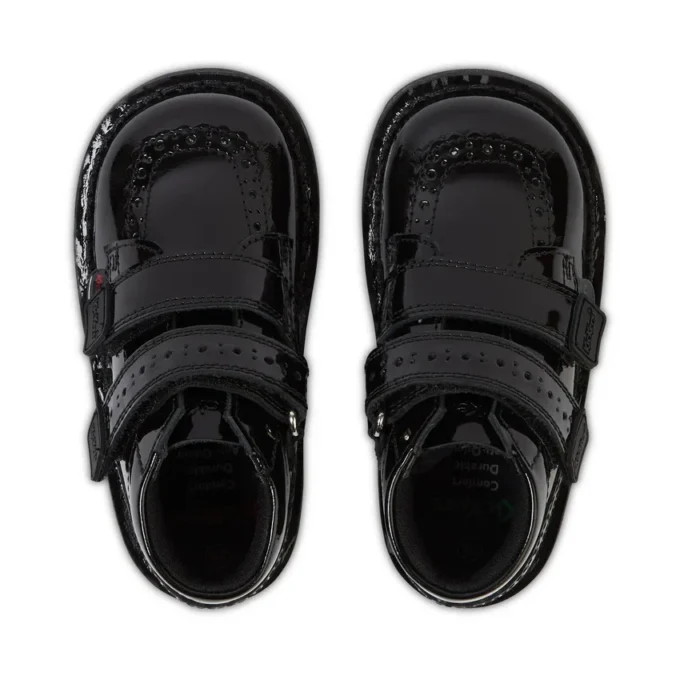 Μαύρες μπότες Kick Hi Vel Brogue από λουστρίνι για κοριτσάκια
