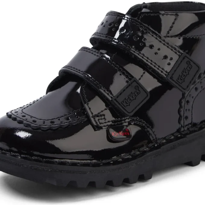 Μαύρες μπότες Kick Hi Vel Brogue από λουστρίνι για κοριτσάκια