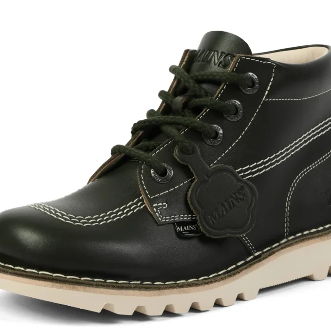 Μπότες Kick Hi για ενήλικες Unisex από δέρμα με υφή Mains Σκούρο Πράσινο Μπότες Kick Hi για ενήλικες Unisex από δέρμα με υφή Mains Σκούρο Πράσινο