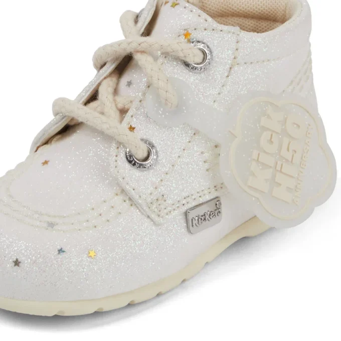 Μπότες Kick Hi Glitter για μωρά, λευκές
