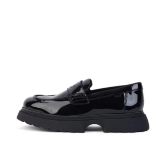 Νεανικά γυναικεία δερμάτινα loafers Kenzi Μαύρα