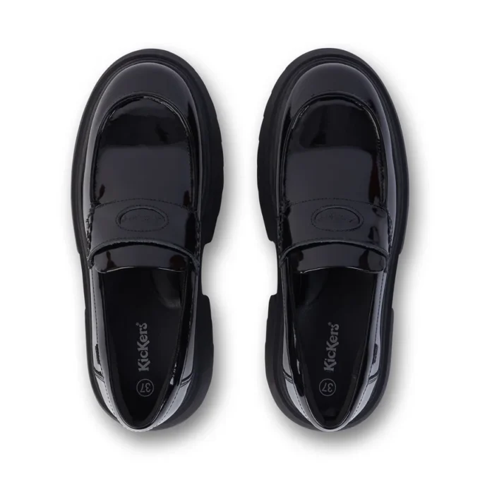 Νεανικά γυναικεία δερμάτινα loafers Kenzi Μαύρα