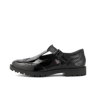 Νεανικά γυναικεία παπούτσια Lachly Brogue T Bar από λουστρίνι, μαύρα