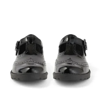 Νεανικά γυναικεία παπούτσια Lachly Brogue T Bar από λουστρίνι, μαύρα