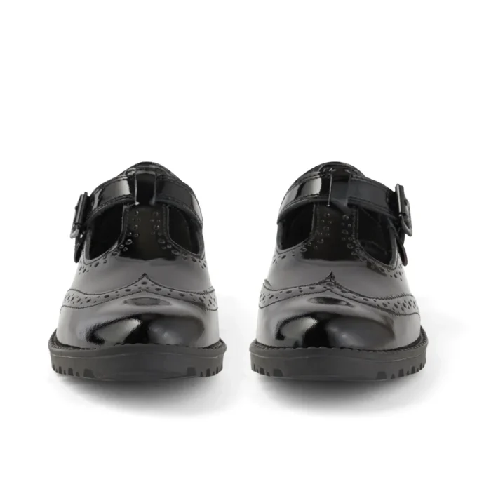 Νεανικά γυναικεία παπούτσια Lachly Brogue T Bar από λουστρίνι, μαύρα