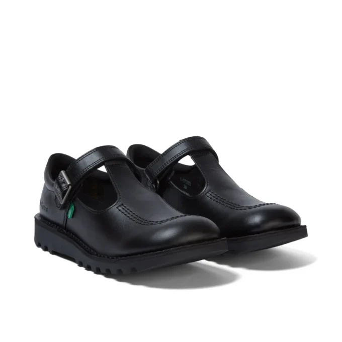 Νεανικό γυναικείο Kick T-Bar Vel Leather Black