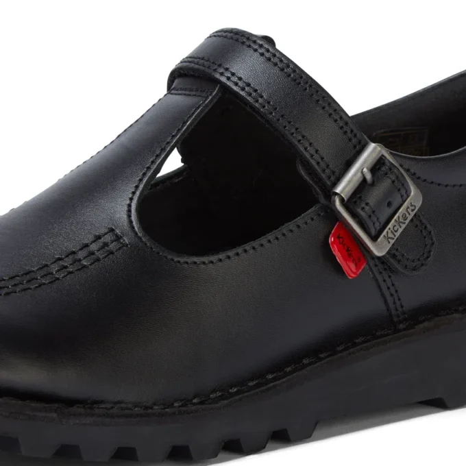 Νεανικό γυναικείο Kick T-Bar Vel Leather Black
