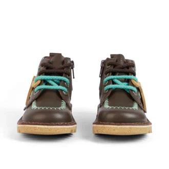 Παιδικά αγόρια Kick Hi ZigZag Boots Δέρμα Καφέ