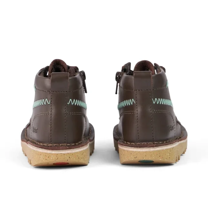 Παιδικά αγόρια Kick Hi ZigZag Boots Δέρμα Καφέ