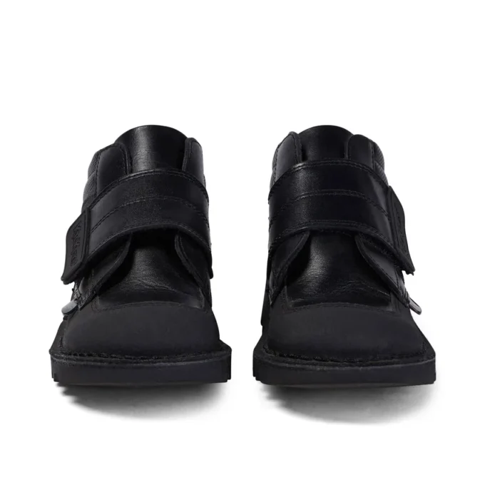 Παιδικά αγόρια Kick Mid Scuff δέρμα μαύρο