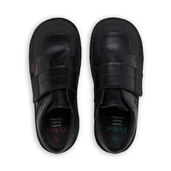 Παιδικά αγόρια Kick Mid Scuff δέρμα μαύρο