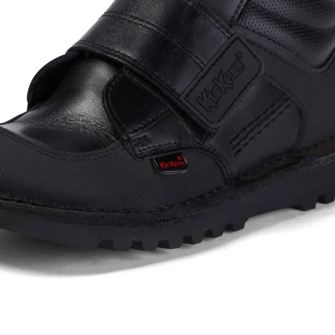 Παιδικά αγόρια Kick Mid Scuff δέρμα μαύρο