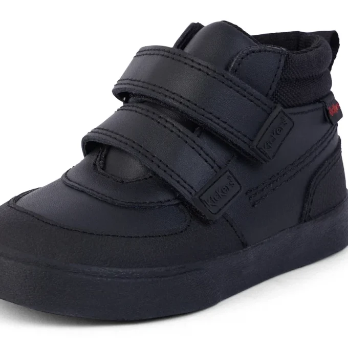 Παιδικά αγόρια Tovni Scuff Hi Δέρμα Μαύρο