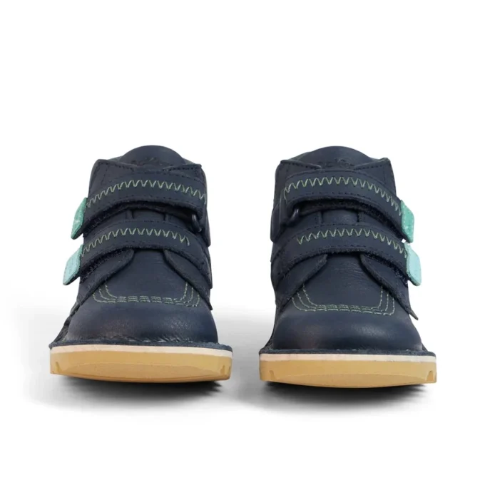 Παιδικά αγορίστικα μποτάκια Kick Hi Roll ZigZag από δέρμα σε μπλε ναυτικό χρώμα
