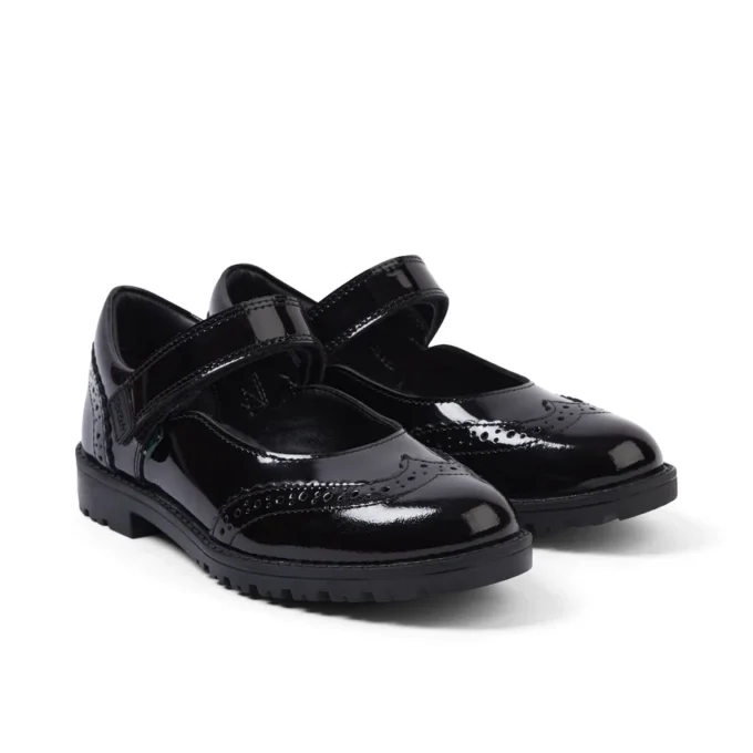 Παιδικά κοριτσίστικα Lachly MJ Brogue από λουστρίνι, μαύρα
