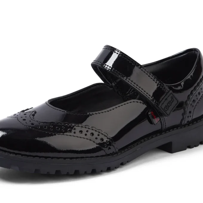 Παιδικά κοριτσίστικα Lachly MJ Brogue από λουστρίνι, μαύρα