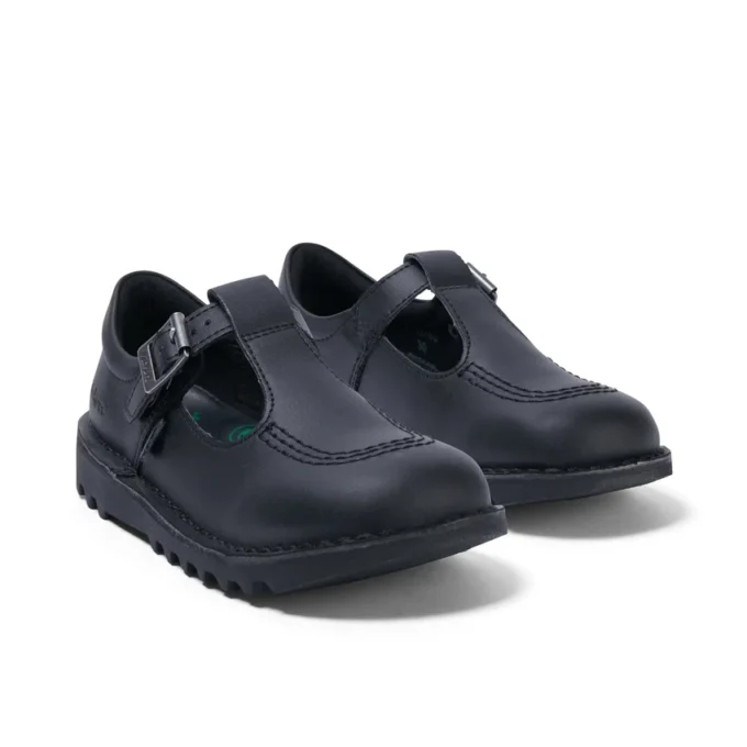 Παιδικά κοριτσίστικα παπούτσια Kick T-Bar Leather Alternative Μαύρα