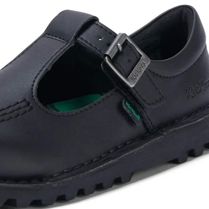 Παιδικά κοριτσίστικα παπούτσια Kick T-Bar Leather Alternative Μαύρα