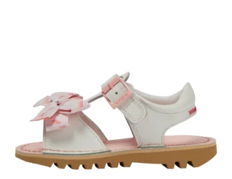 Παιδικά σανδάλια Kick Sandal για κορίτσια, δερμάτινα, λευκά