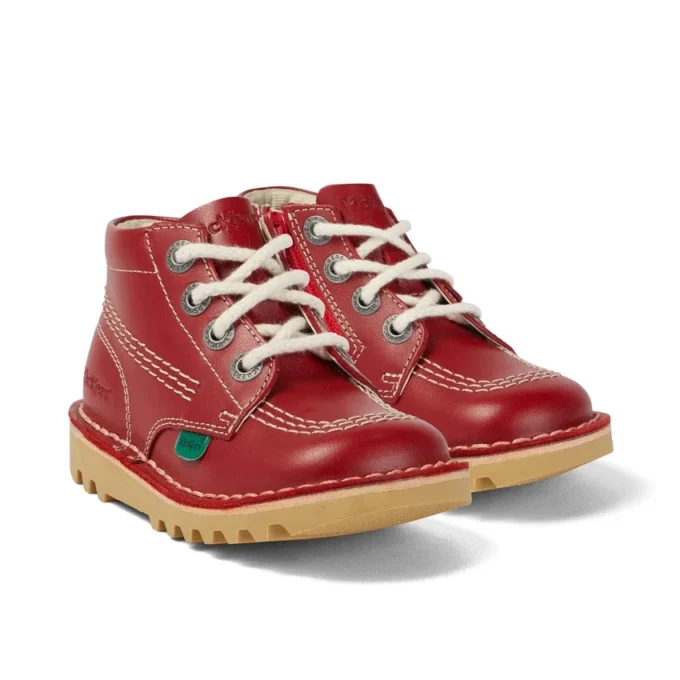 Παιδικά Unisex Kick Hi Zip Δέρμα Κόκκινο