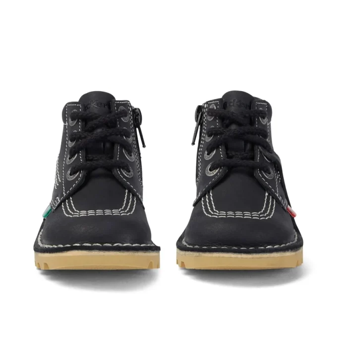 Παιδικά Unisex Kick Hi Zip Δέρμα Μαύρο/Λευκό