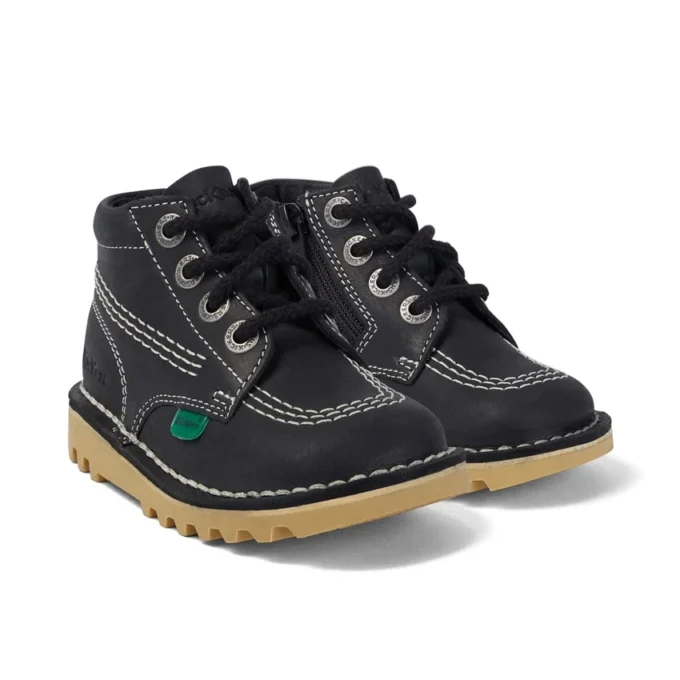 Παιδικά Unisex Kick Hi Zip Δέρμα Μαύρο/Λευκό