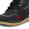 Παιδικά Unisex Kick Hi Zip Δέρμα Μαύρο/Λευκό