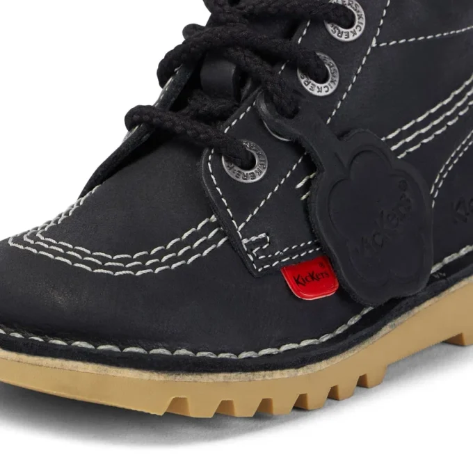Παιδικά Unisex Kick Hi Zip Δέρμα Μαύρο/Λευκό