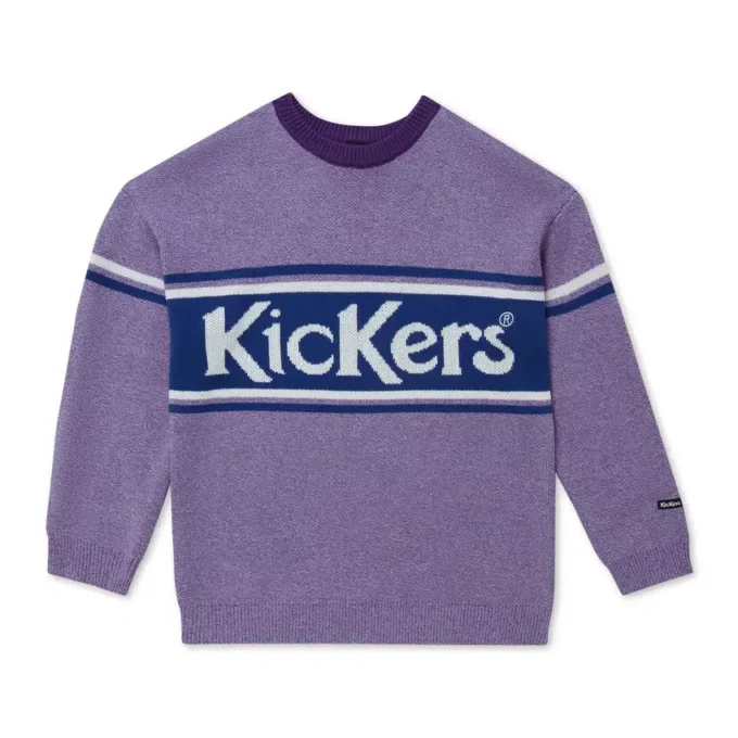 Πλεκτό πουλόβερ Kickers με λογότυπο στο στήθος για ενήλικες, μοβ Πλεκτό πουλόβερ Kickers με λογότυπο στο στήθος για ενήλικες, μοβ